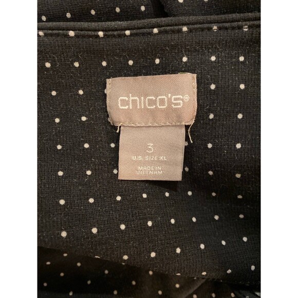 Chico’s Top Size “3” or XL Navy w/Dots Stretchy Casual Comfortable Blouse - Picture 7 of 11